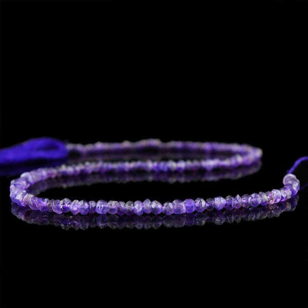 gemsmore:Round Shape Purple Amethyst Beads Strand Natural Faceted Drilled
