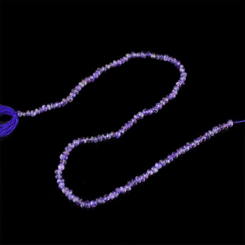 gemsmore:Round Shape Purple Amethyst Beads Strand Natural Faceted Drilled