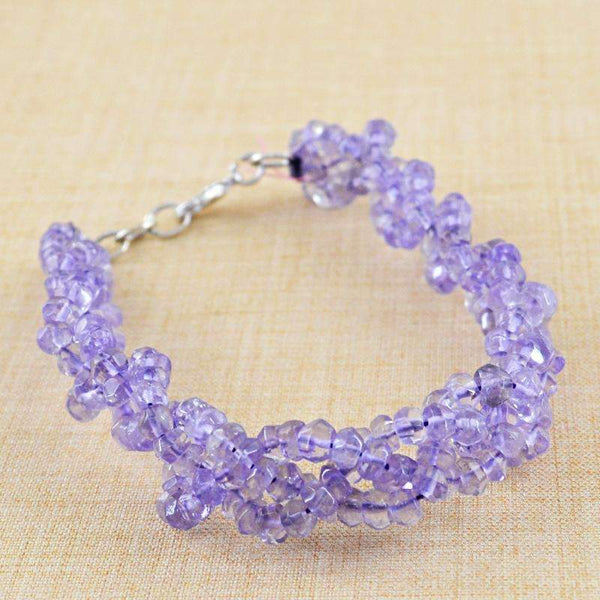 gemsmore:Round Shape Purple Amethyst Bracelet Natural Faceted Beads