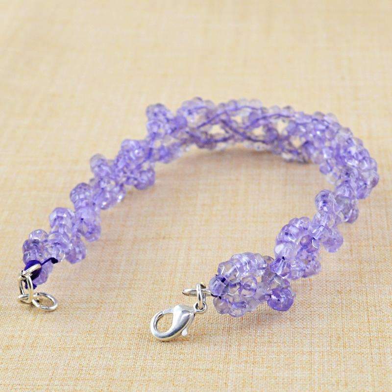 gemsmore:Round Shape Purple Amethyst Bracelet Natural Faceted Beads