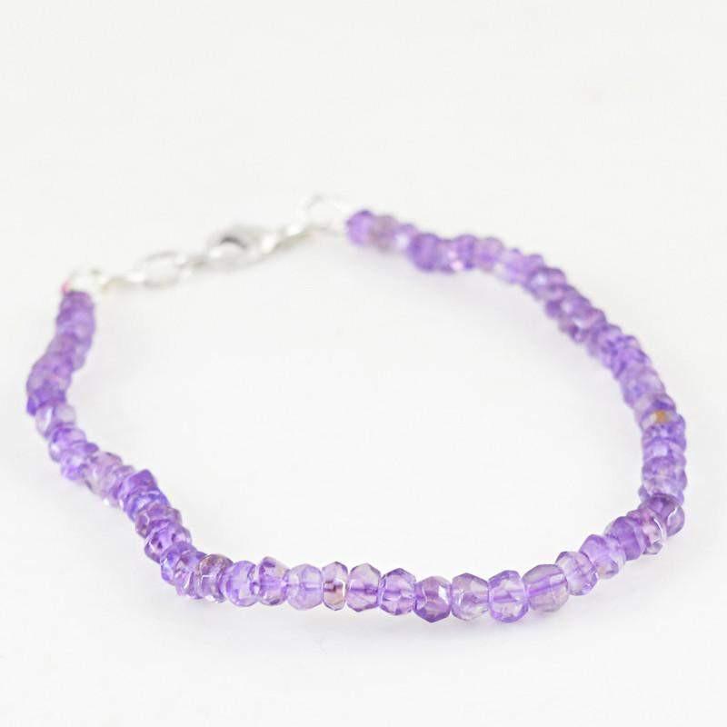 gemsmore:Round Shape Purple Amethyst Bracelet Natural Untreated Beads