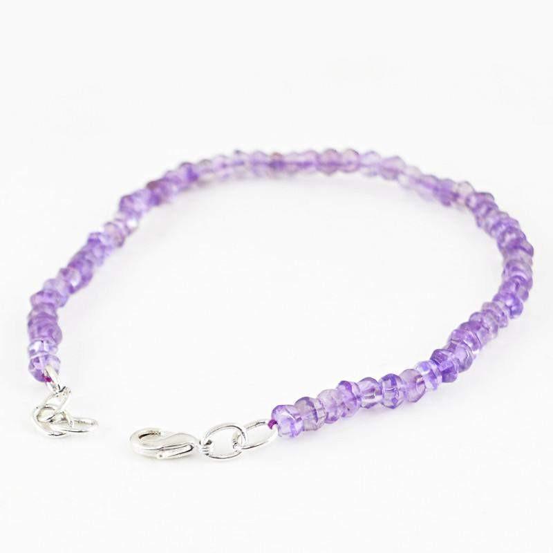 gemsmore:Round Shape Purple Amethyst Bracelet Natural Untreated Beads