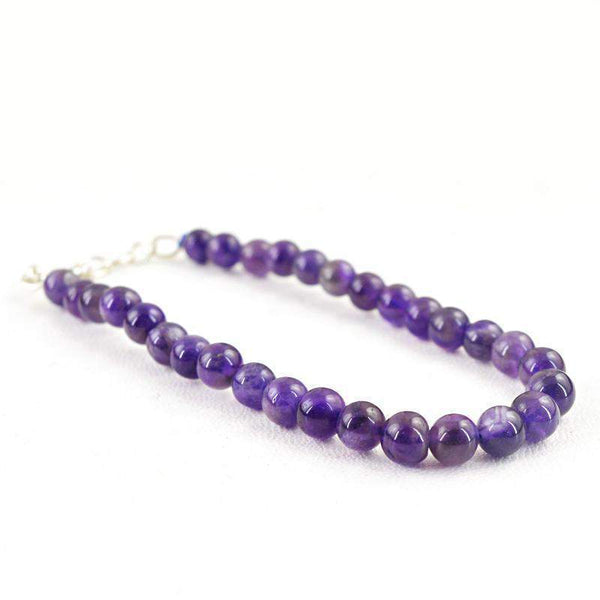gemsmore:Round Shape Purple Amethyst Bracelet Natural Untreated Beads