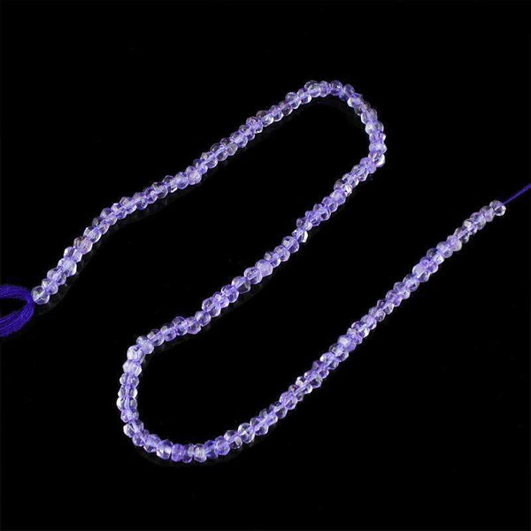 gemsmore:Round Shape Purple Amethyst Drilled Beads Strand - Natural Faceted