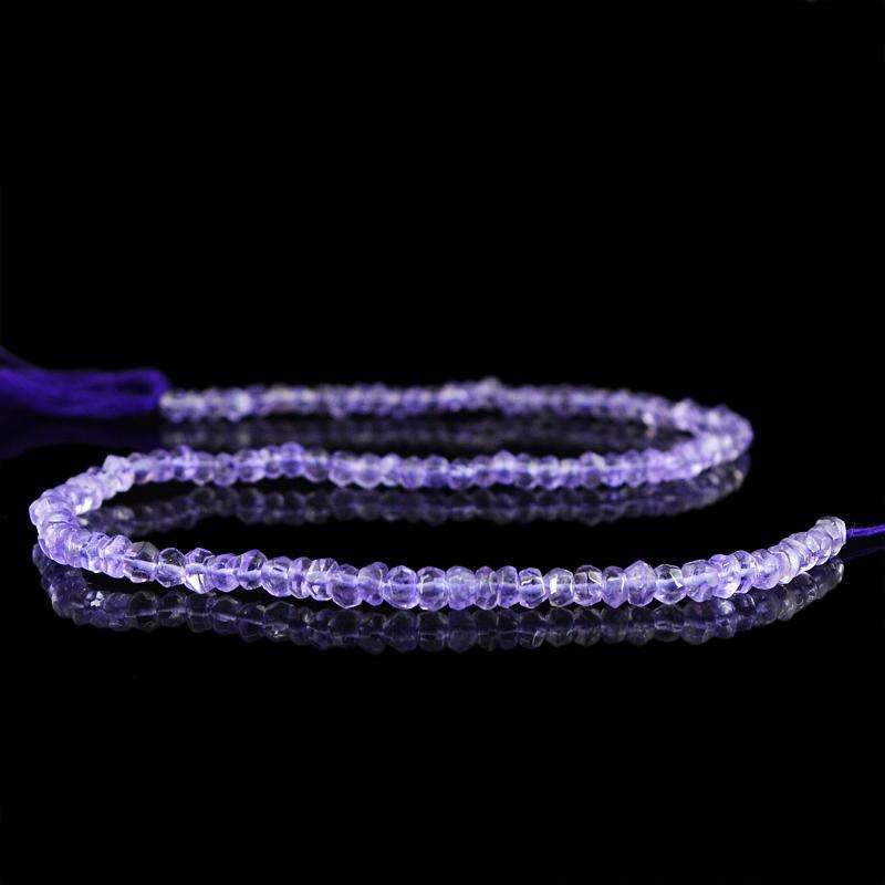 gemsmore:Round Shape Purple Amethyst Drilled Beads Strand - Natural Faceted