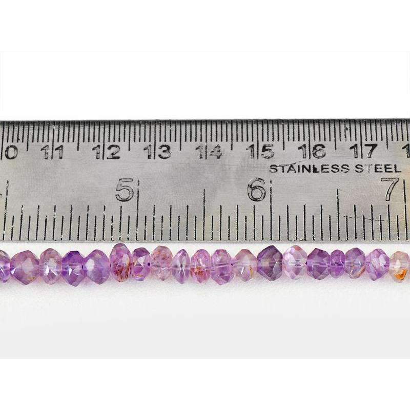 gemsmore:Round Shape Purple Amethyst Drilled Beads Strand Natural Faceted