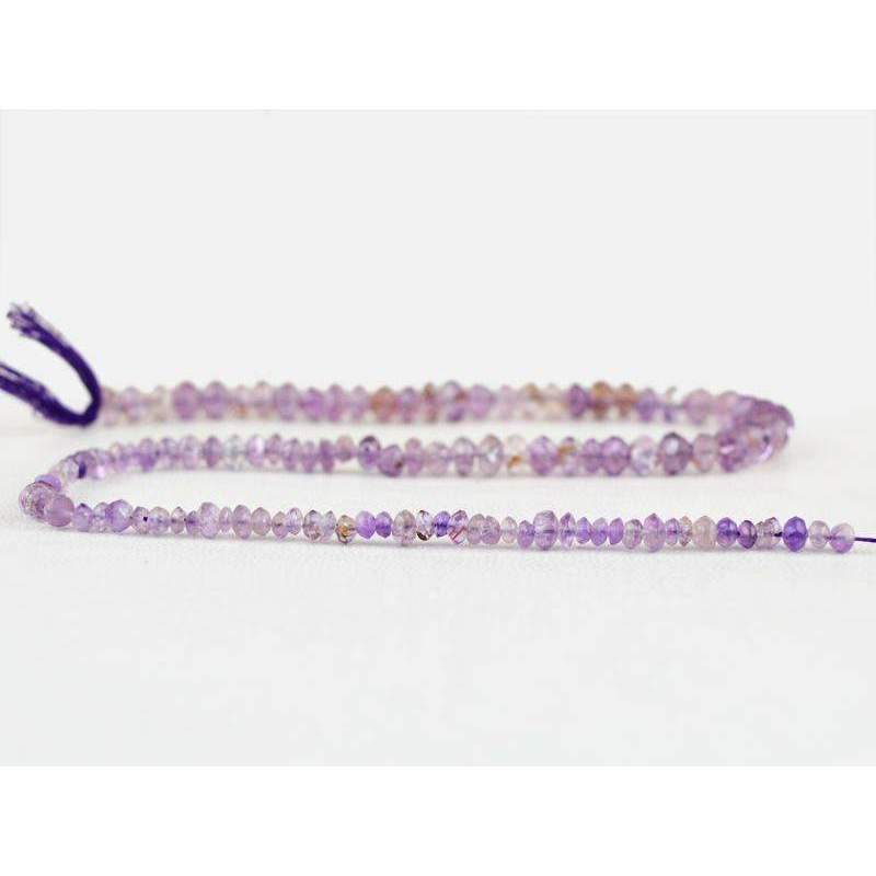 gemsmore:Round Shape Purple Amethyst Drilled Beads Strand Natural Faceted