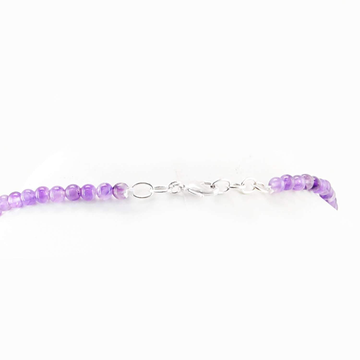 gemsmore:Round Shape Purple Amethyst & Green Jade Necklace Natural Untreated Beads