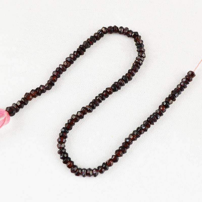 gemsmore:Round Shape Red Garnet Beads Strand Natural Faceted Drilled