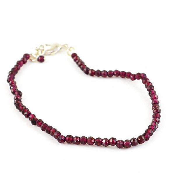 gemsmore:Round Shape Red Garnet Bracelet Natural Faceted Beads