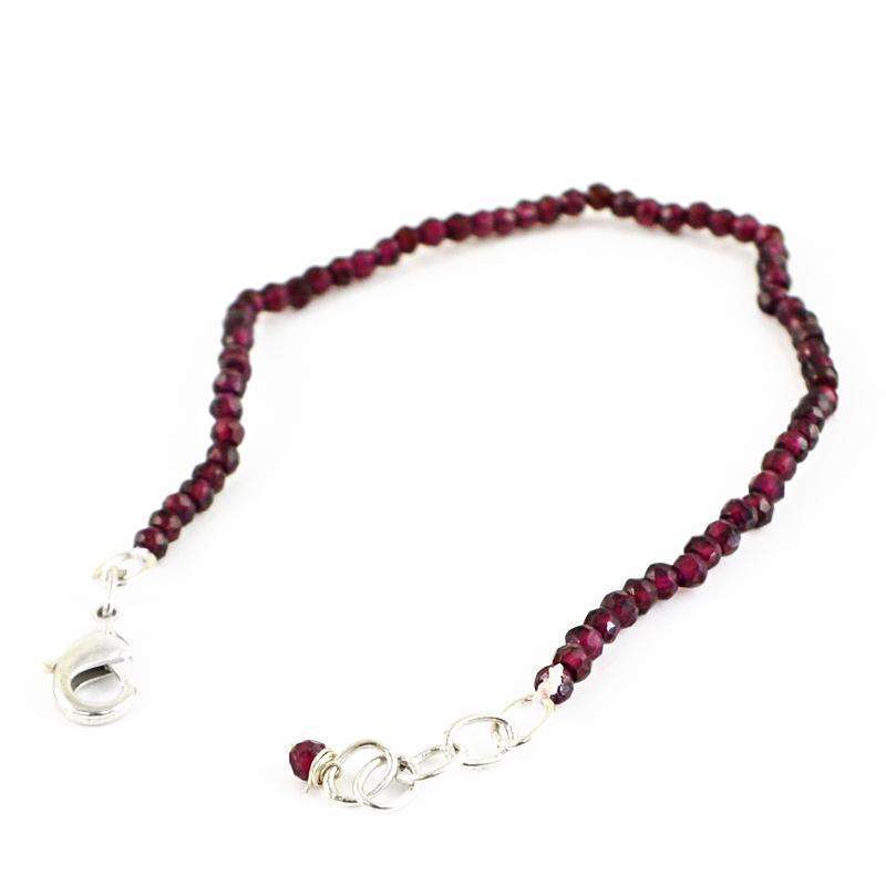 gemsmore:Round Shape Red Garnet Bracelet Natural Faceted Beads