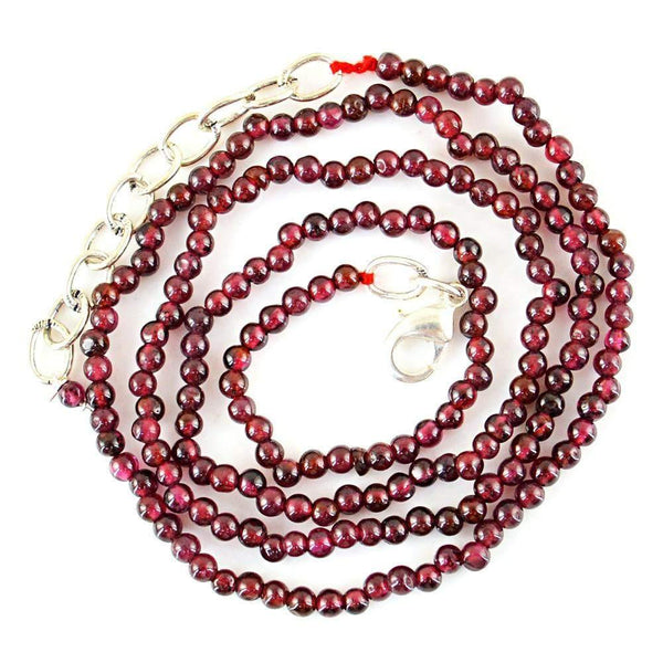 gemsmore:Round Shape Red Garnet Necklace Natural Untreated Beads