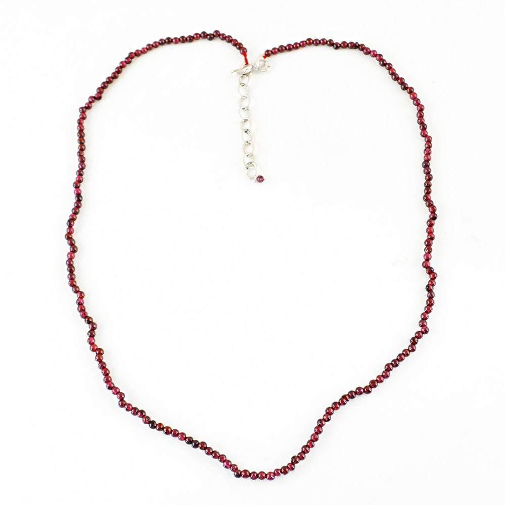 gemsmore:Round Shape Red Garnet Necklace Natural Untreated Beads