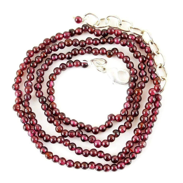 gemsmore:Round Shape Red Garnet Necklace Untreated Beads
