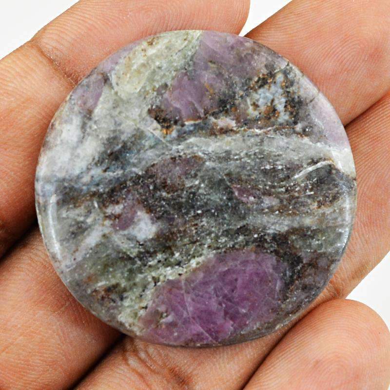 gemsmore:Round Shape Ruby Ziosite Gemstone - Natural Untreated