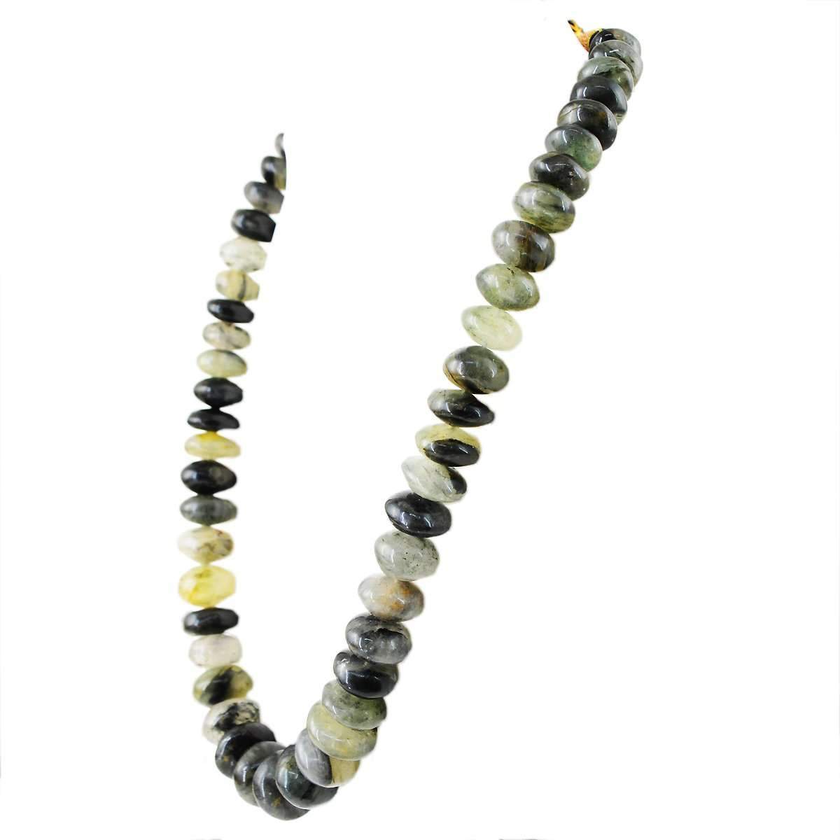 gemsmore:Round Shape Rutile Quartz Necklace Natural Untreated Beads