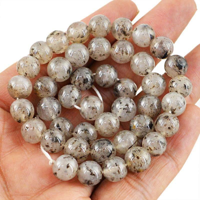 gemsmore:Round Shape Rutile Quartz Strand Natural Untreated Drilled Beads