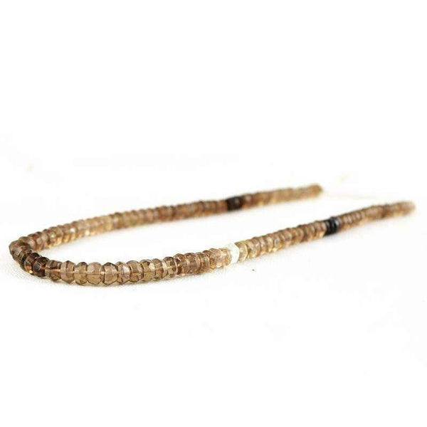 gemsmore:Round Shape Smoky Quartz Beads Strand Natural Faceted Drilled