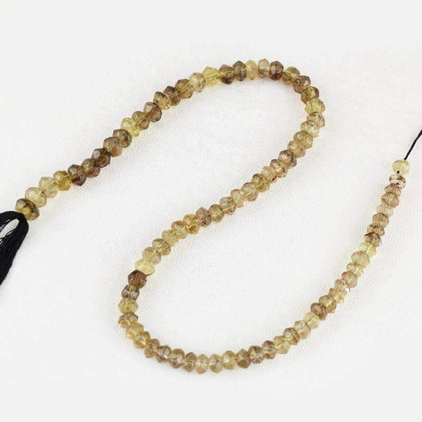gemsmore:Round Shape Smoky Quartz Drilled Beads Strand Natural Faceted