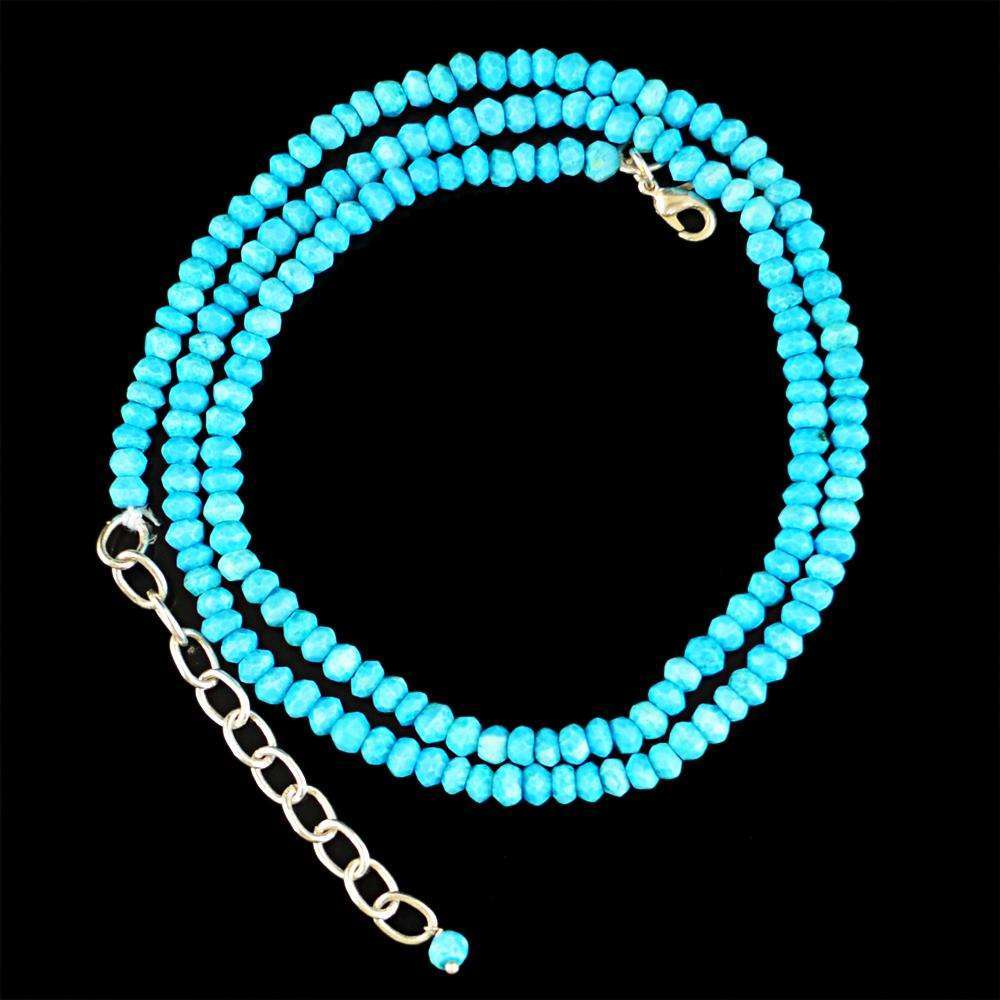 gemsmore:Round Shape Turquoise Necklace - Natural Faceted Beads