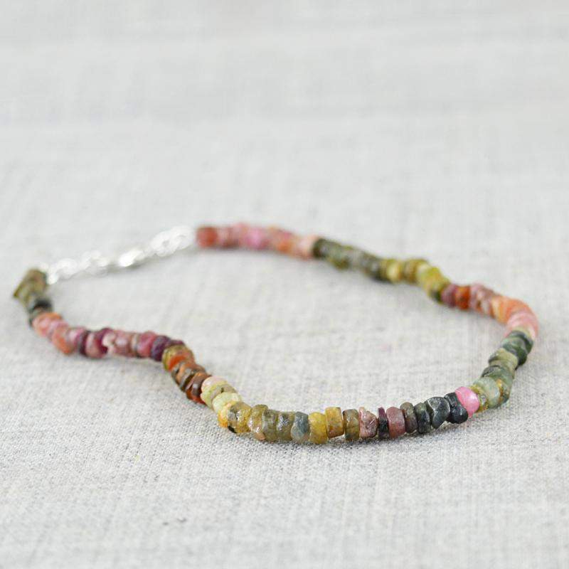 gemsmore:Round Shape Watermelon Tourmaline Bracelet - Natural Faceted Beads