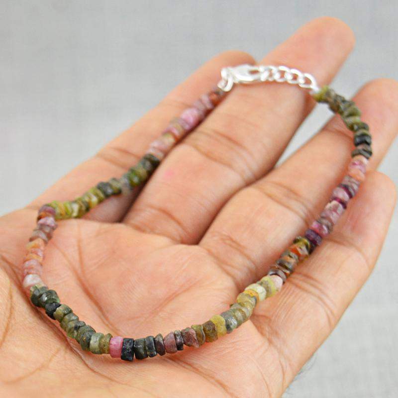gemsmore:Round Shape Watermelon Tourmaline Bracelet - Natural Faceted Beads