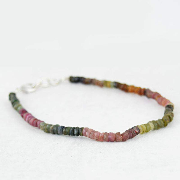 gemsmore:Round Shape Watermelon Tourmaline Bracelet Natural Faceted Beads