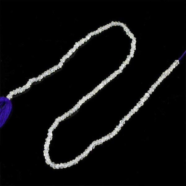 gemsmore:Round Shape White Quartz Beads Strand Natural Faceted Drilled