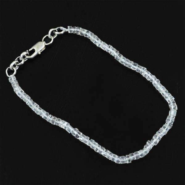 gemsmore:Round Shape White Quartz Bracelet Natural Untreated Beads