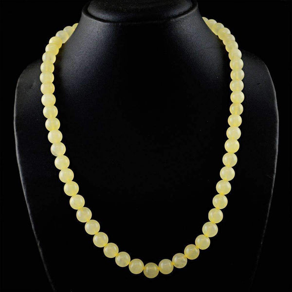 gemsmore:Round Shape Yellow Aventurine Necklace Natural 20 Inches Long Untreated Beads