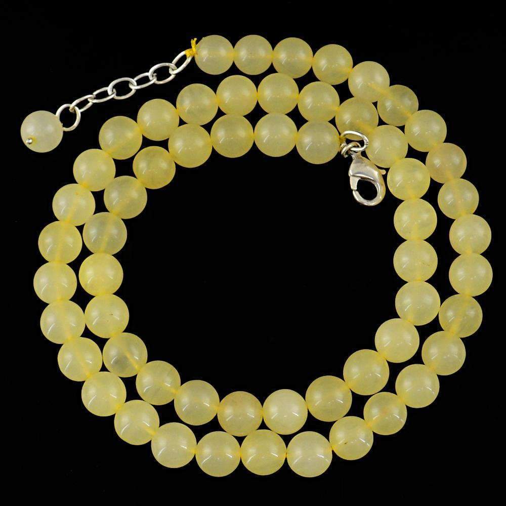 gemsmore:Round Shape Yellow Aventurine Necklace Natural 20 Inches Long Untreated Beads