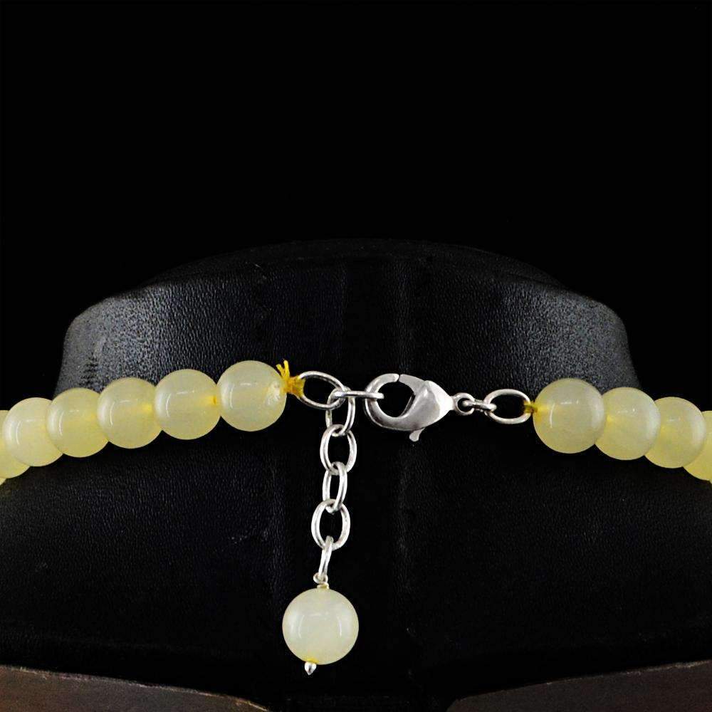 gemsmore:Round Shape Yellow Aventurine Necklace Natural 20 Inches Long Untreated Beads