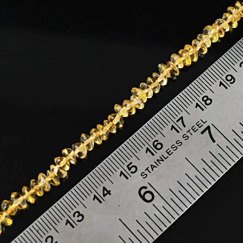 gemsmore:Round Shape Yellow Citrine Beads Strand - Natural Untreated Drilled