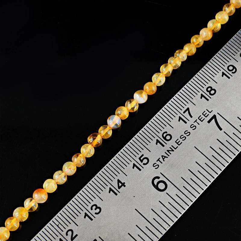 gemsmore:Round Shape Yellow Citrine Beads Strand Natural Drilled