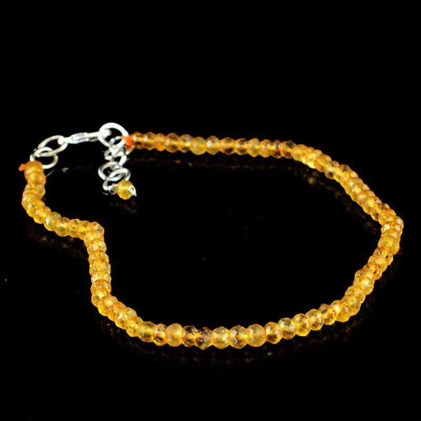 gemsmore:Round Shape Yellow Citrine Bracelet Natural Faceted Beads