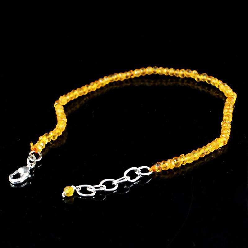 gemsmore:Round Shape Yellow Citrine Bracelet Natural Faceted Beads