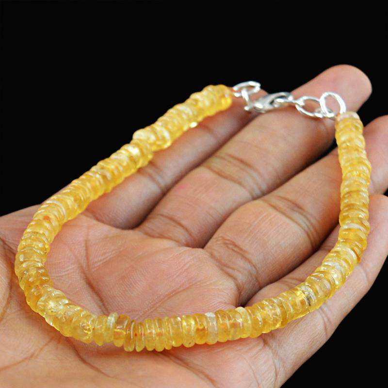 gemsmore:Round Shape Yellow Citrine Bracelet Natural Untreated Beads
