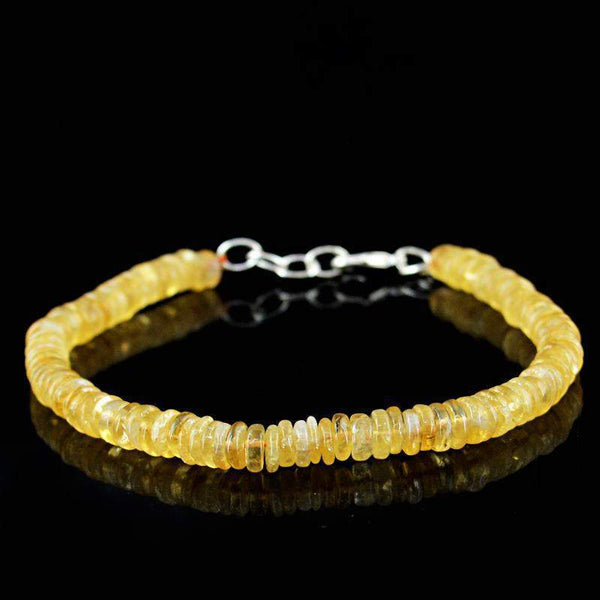 gemsmore:Round Shape Yellow Citrine Bracelet Natural Untreated Beads
