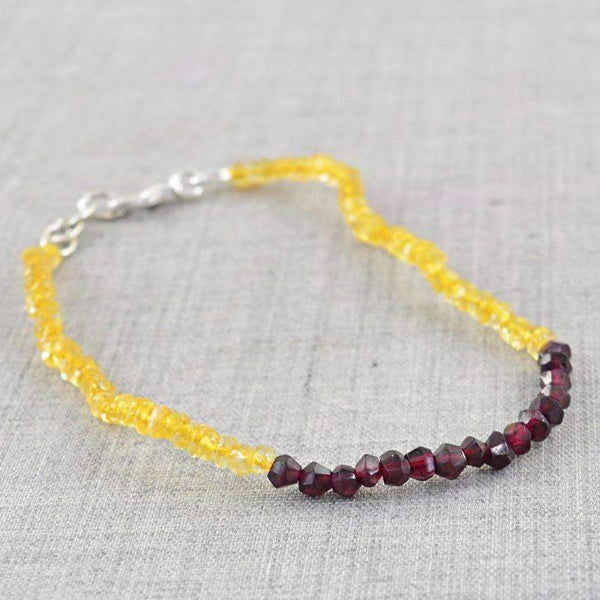 gemsmore:Round Shape Yellow Citrine & Red Garnet Bracelet - Natural Faceted Beads