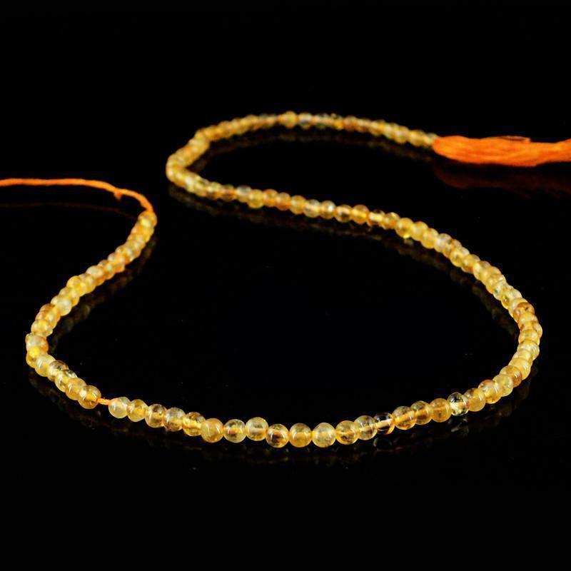 gemsmore:Round Shape Yellow Citrine Strand Natural Untreated Drilled Beads