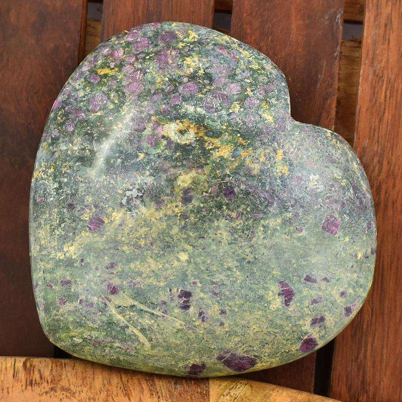 gemsmore:Ruby Zoisite Heart Shape Carved Cabochon