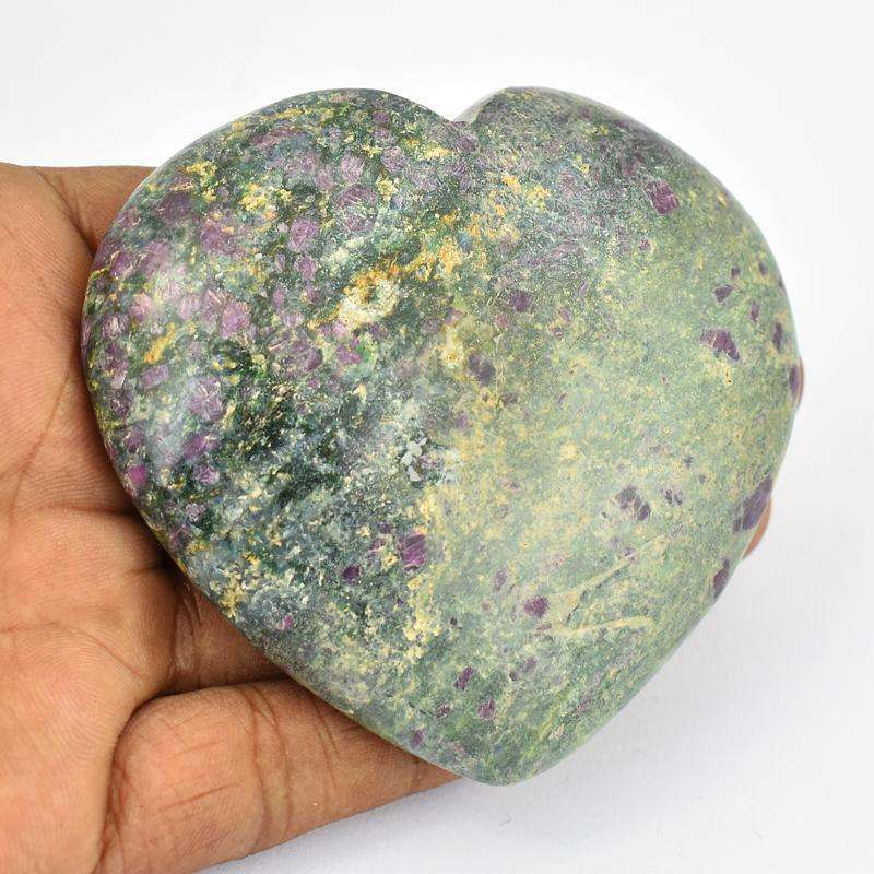 gemsmore:Ruby Zoisite Heart Shape Carved Cabochon