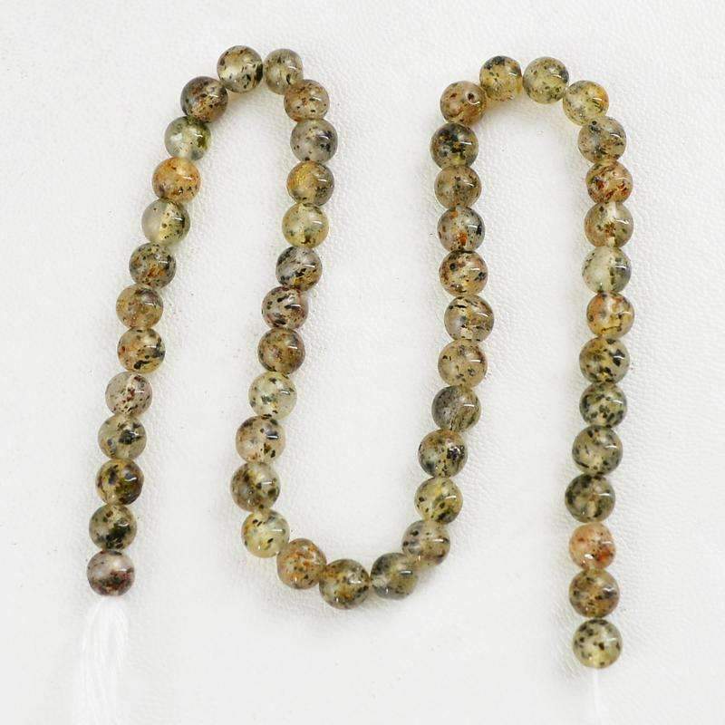 gemsmore:Rutile Quartz Drilled Beads Strand Natural Round Shape