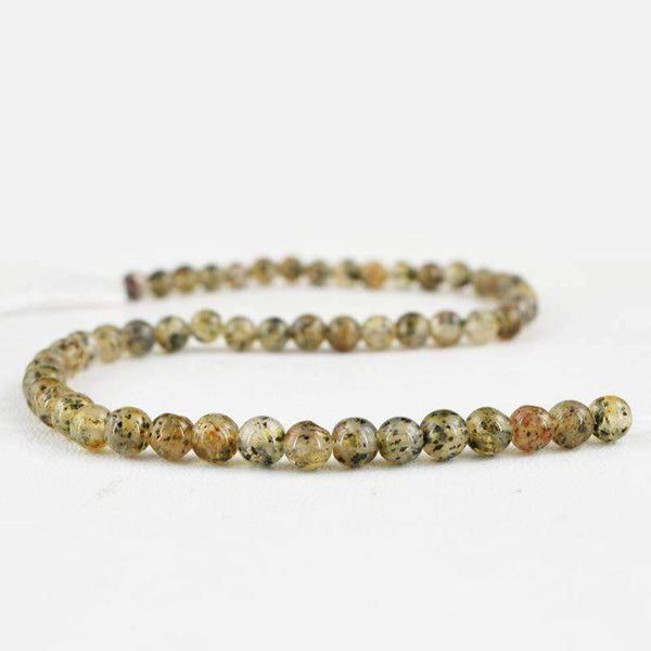 gemsmore:Rutile Quartz Drilled Beads Strand Natural Round Shape