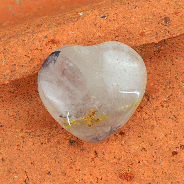 gemsmore:Rutile Quartz Gemstone Natural Heart Shape