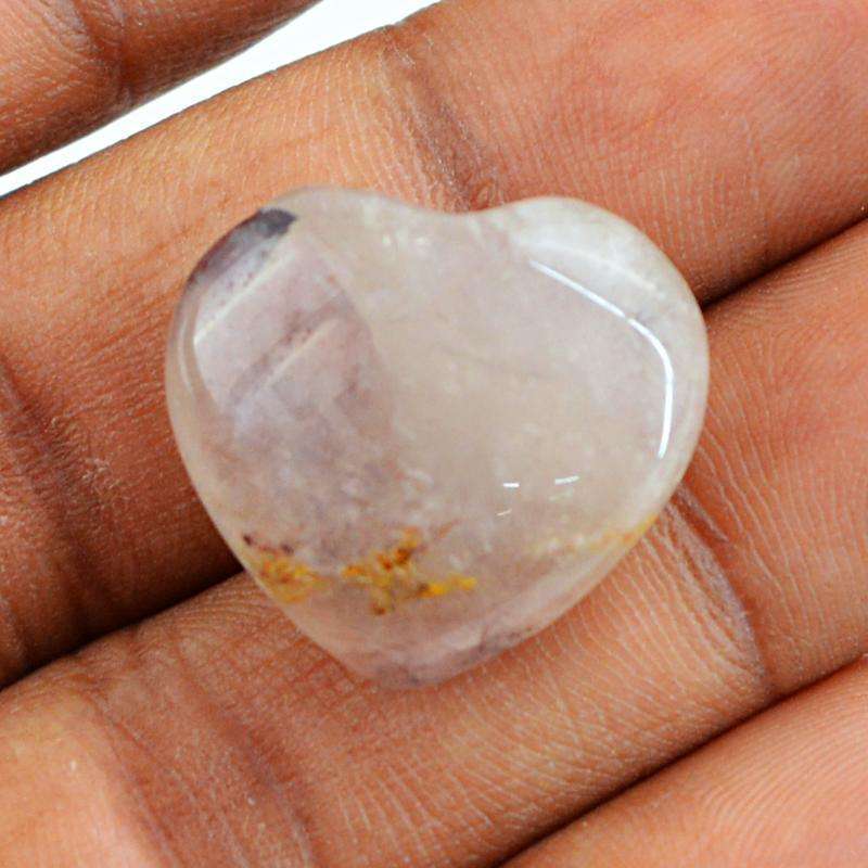 gemsmore:Rutile Quartz Gemstone Natural Heart Shape