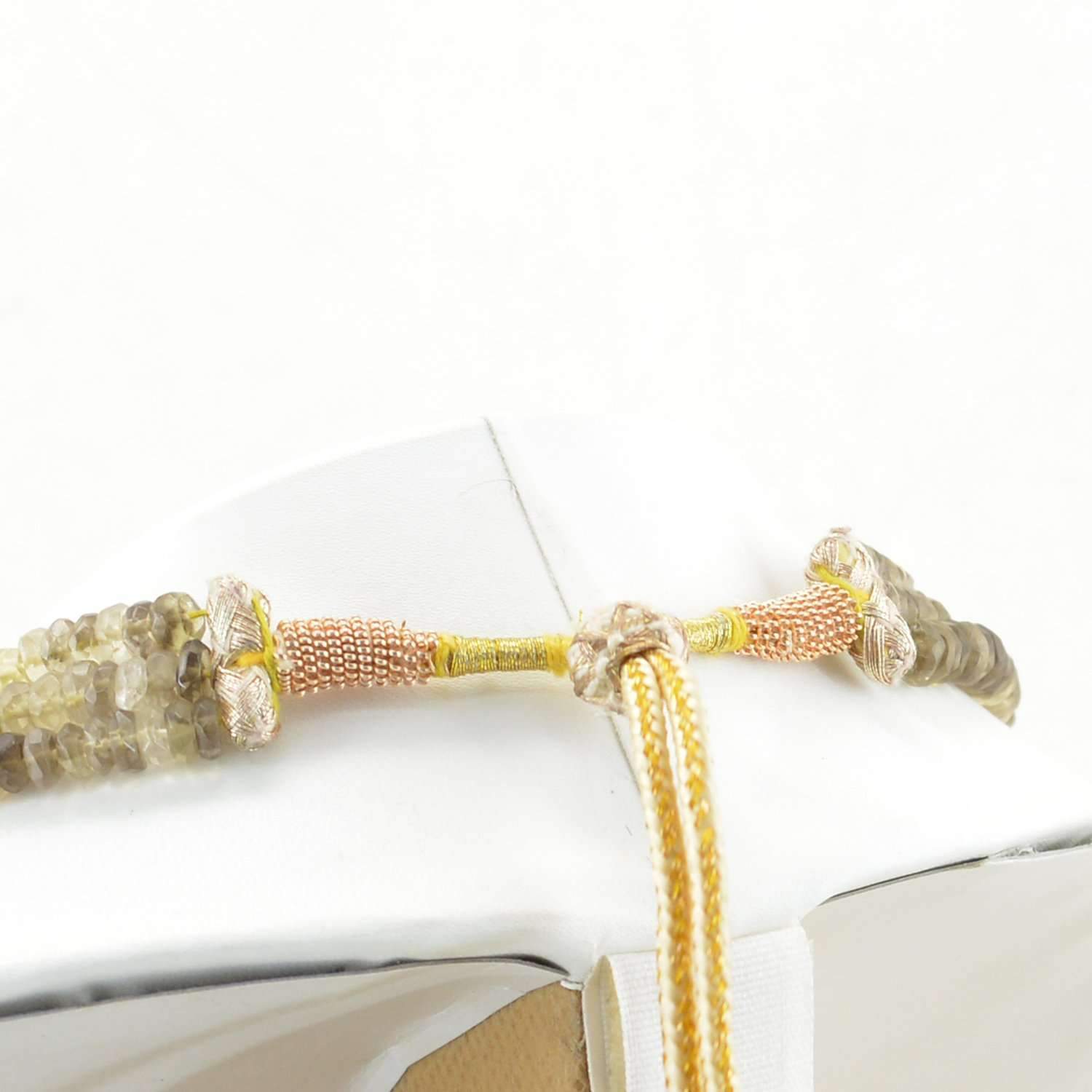 gemsmore:Rutile Quartz Necklace Natural 3 Strand Round Shape Faceted Beads