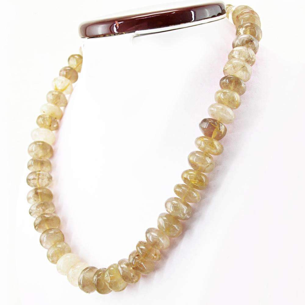 gemsmore:Rutile Quartz Necklace Natural Round Shape Untreated Beads