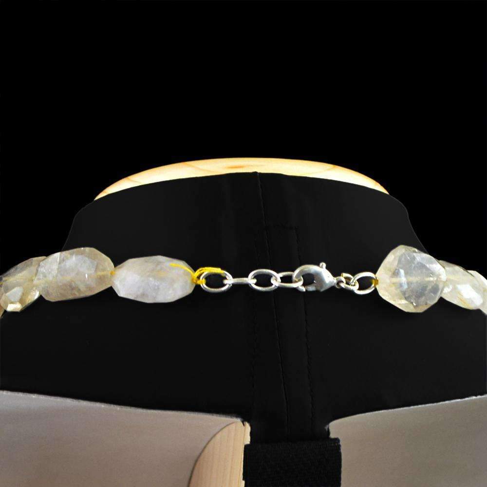 gemsmore:Rutile Quartz Necklace Natural Single Strand Faceted Beads