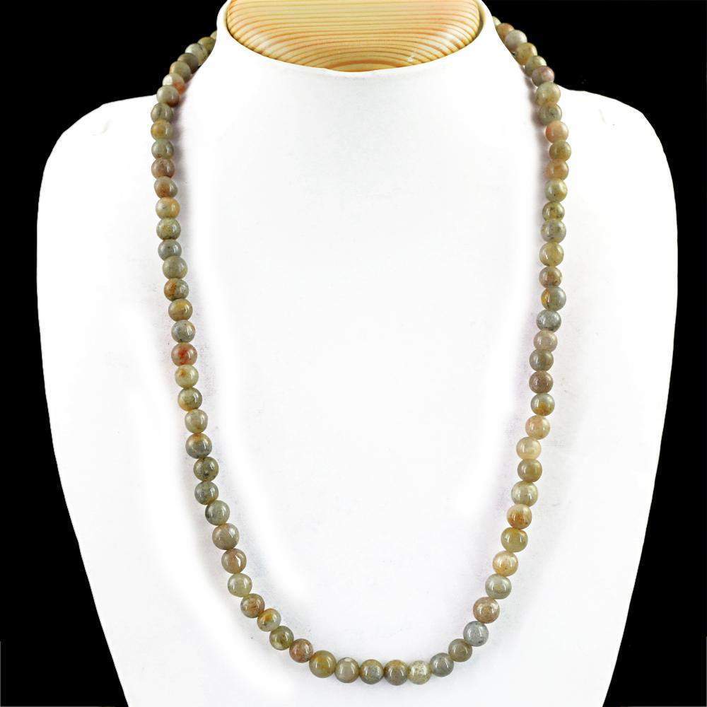 gemsmore:Rutile Quartz Necklace Round Shape Natural 20 Inches Long Untreated Beads
